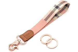 POCKT Lanyard for Keys Wristlet Strap Key Chain Holder for Men and Women - Cool Hand Wrist Lanyards for Keys and Wallets | Pink Plaid