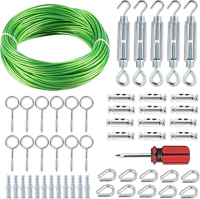 hannger Garden Wire Kit 53pcs PVC Coated Steel Cable Turnbuckles Climbing Plant
