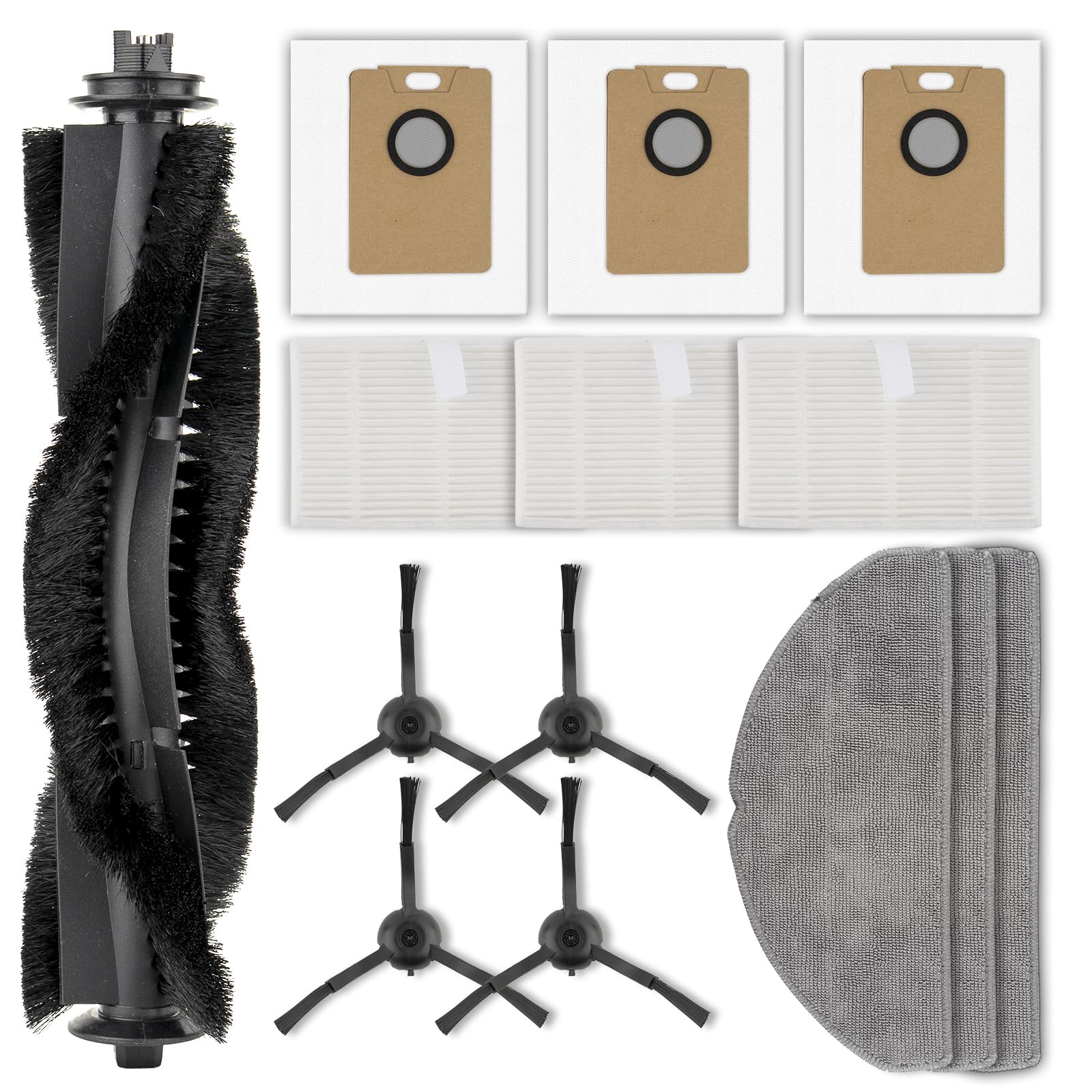 Photo 1 of (14 Pack) RV30 Max Plus Replacement Parts Compatible with Tapo RV30 Max Plus/Tapo RV20 Max Plus Robot Vacuum, 1 Roller Brush, 4 Side Brushes, 3 HEPA Filters, 3 Dust Bags, 3 Mop Pads, Accessories Kit
