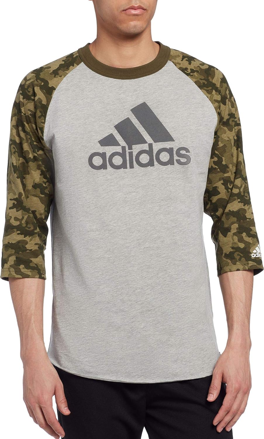 adidas Men's Triple Stripe Printed ¾ Sleeve Baseball Shirt