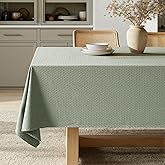 MIULEE Sage Green Linen Cotton Table Cloth Rectangle Tablecloth Spring Waterproof Spillproof Cross-Star Textured Table Cloth Decorative Farmhouse Style for Dining Party Weddings 60x84 Inch