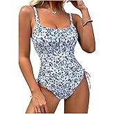 Floerns Women's One Piece Swimsuits Floral Ruched Bust Tummy Control Bathing Suit