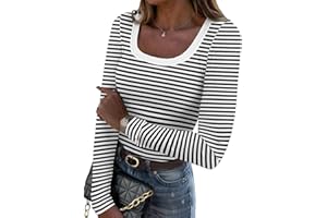 Zeagoo Women's Long Sleeve Scoop Neck Shirts Casual Slim Fit Rib Knit Tops Summer Fall Basic Business Work Tee
