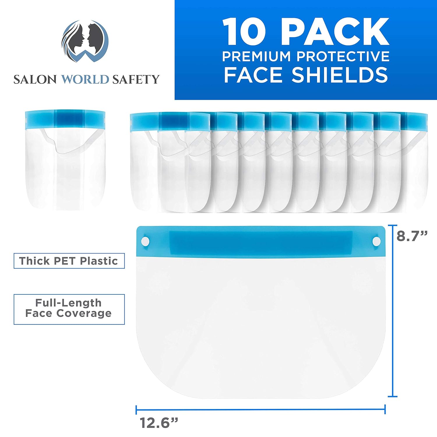 Salon World Safety Face Shields Ultra Clear Protective Full Face Shields - - 