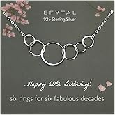 EFYTAL 60th Birthday Gifts for Women, Sterling Silver Necklace for 60 Year Old Woman, Cool 60th Birthday Gift Ideas, Turning 60