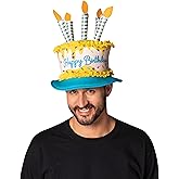 Rasta Imposta Yellow and Blue Birthday Cake Hat Costume Accessory Dessert Cupcake Muffin Accessories Hats Headwear Costumes, Adult One Size