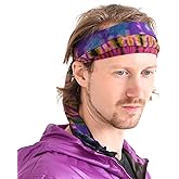 CHARM Tie-Dye Womens & Mens Workout Headband, Hand-dyed Elastic Hippie Tie Sweatband for Sports & Fashion
