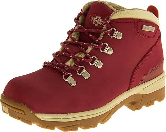 red hiking boots