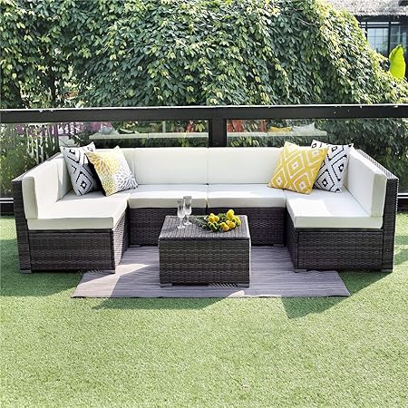 Amazon Com Wisteria Lane Patio Furniture Sofa Set 7 Pcs Outdoor