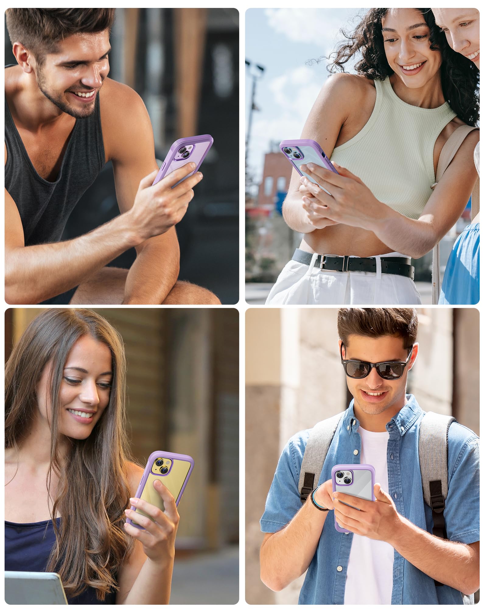 Miracase Glass Series Designed for iPhone 14 Plus Case 6.7 inch, 2023 Upgrade Full-Body Clear Bumper Phone Case with Built-in 9H Tempered Glass Screen Protector and Camera Lens Protector,Purple - Image 6