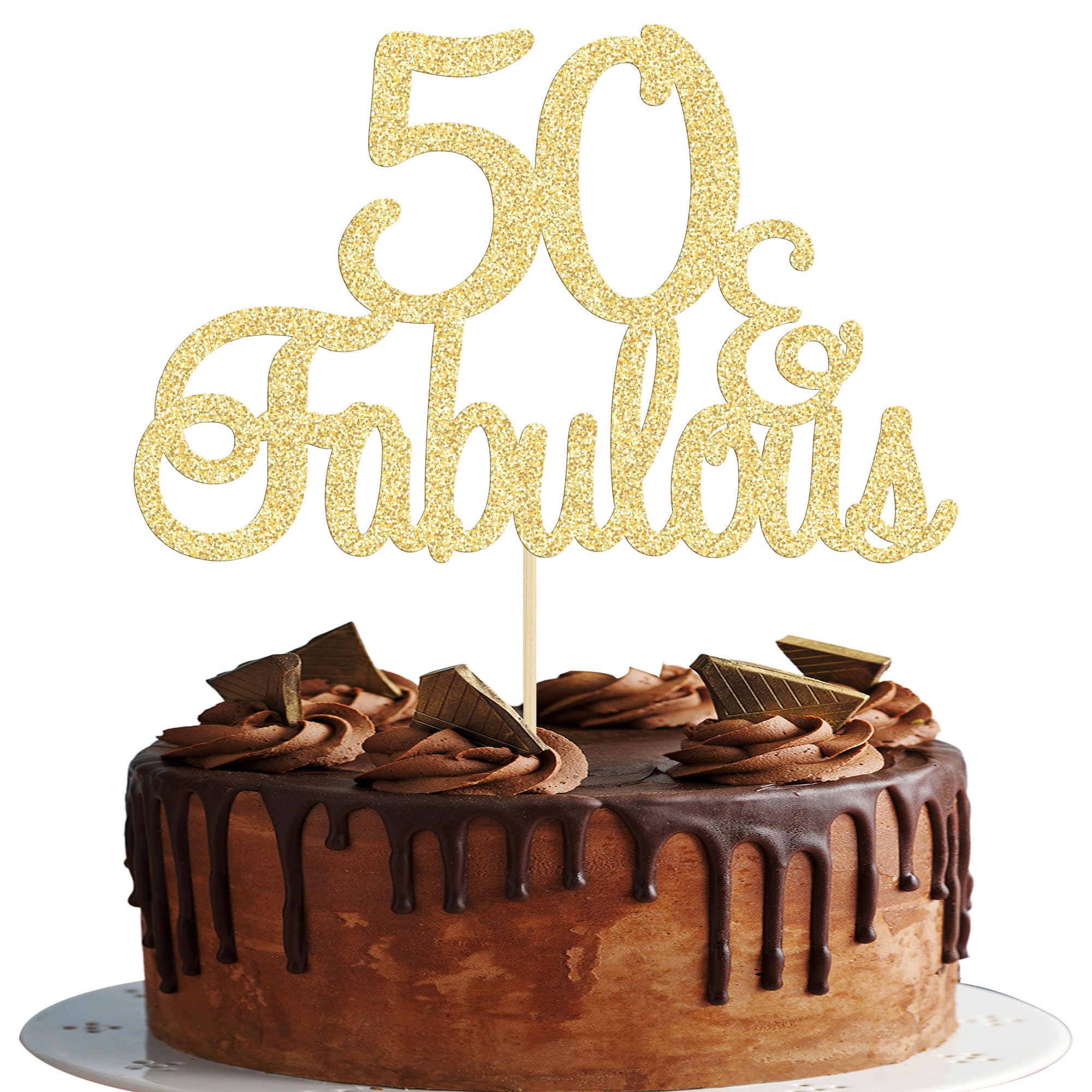 Gyufise 3Pcs 50 & Fabulous Cake Toppers 50 Birthday Anniversary Cake Toppers for 50 Birthday Anniversary Party Decorations Happy 50th Birthday Cake Decorations Supplies…