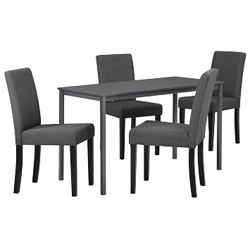 Tisch- & Stuhl-Sets Möbel & Wohnen en.casa Esstisch weiß mit 6 Stühlen grau Textil 140x90 Tisch ...