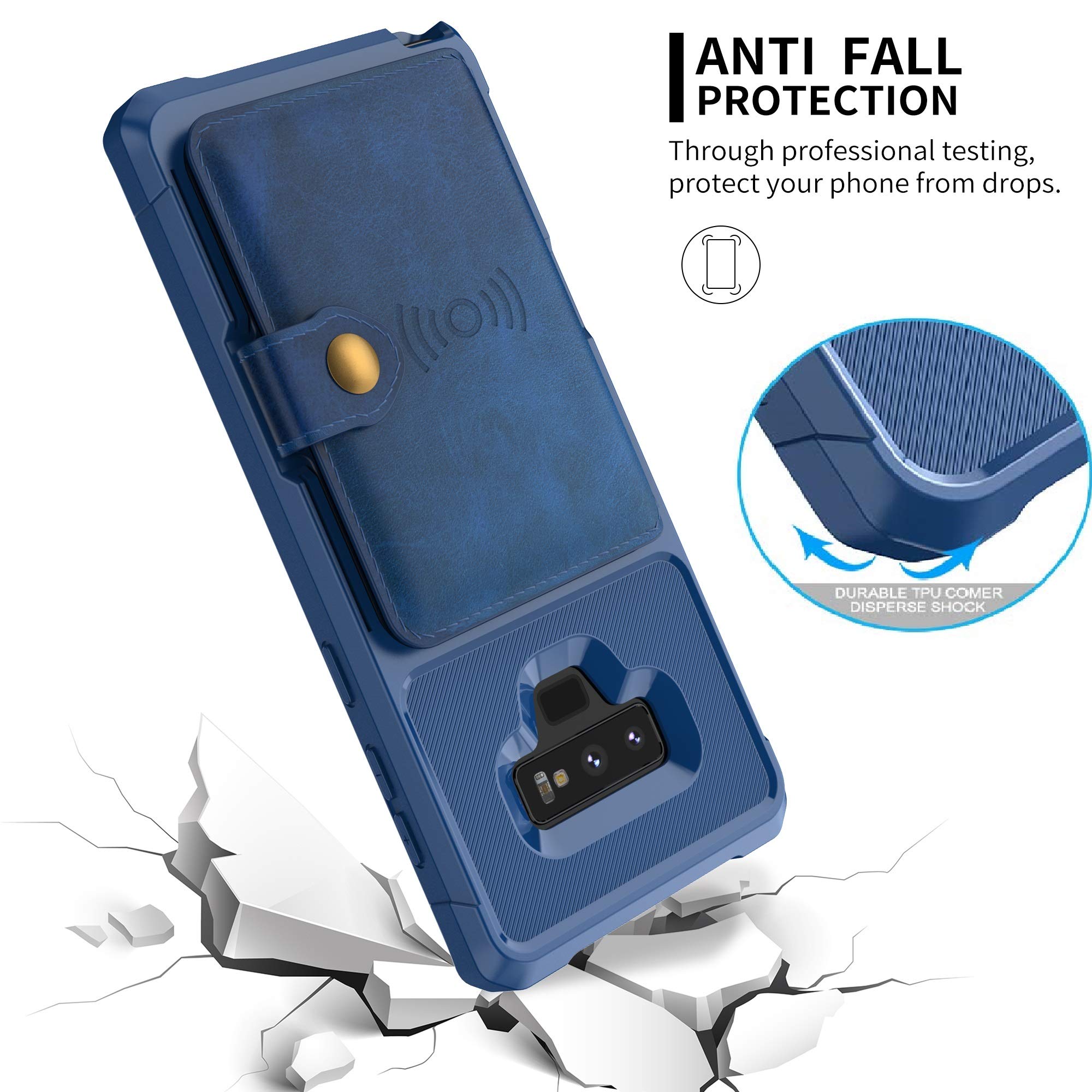 Galaxy Note 9 Wallet Case, Sumsung Note 9 Flip Leather Kickstand Fit Magnetic Wireless Car Charger Mount Slim Durable Shockproof Protective Card Slots Holder Case Cover (Red)