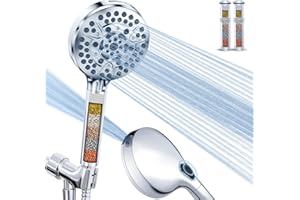 High Pressure 10-Mode Handheld Shower Head - Built in Power Wash for Clean, Replaceable Filter Soften Hard Water Remove Chlor