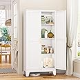 GAIOUS Metal Pantry Cabinet, Kitchen Pantry Storage Cabinets with 2 Door and 3 Adjustable Shelves, White Kitchen Pantry Cabinet, Freestanding Cupboard for Dining Room Living Room Bathroom