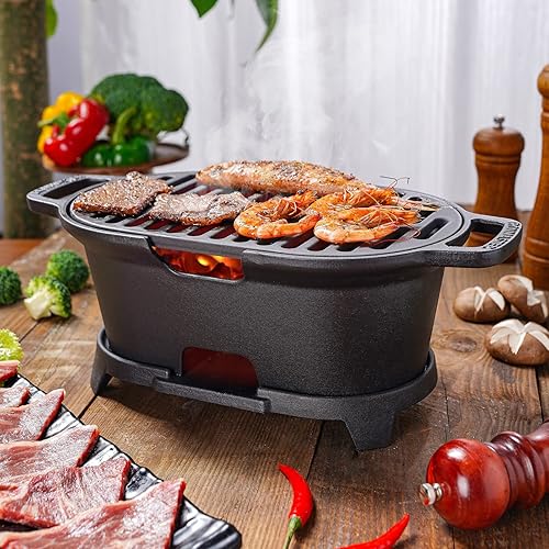IronMaster Mini 100% Cast Iron Hibachi Grill, Tabletop Small Portable  Charcoal Grill for Outdoor Camping, Japa