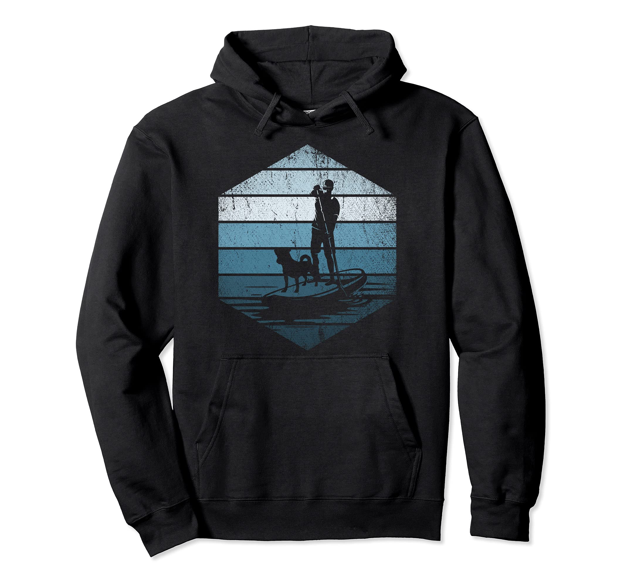 Outdoor Stand Up Paddler Pet Dog Lover Paddling Retro SUP Pullover Hoodie
