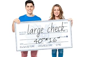 SAYANG Giant Check Big Check | 40x16 Inch Double-Sided Award Plaque | Waterproof Reusable Milestone Sign for Fundraising Events | Dry Erase Presentation Check for Presentations