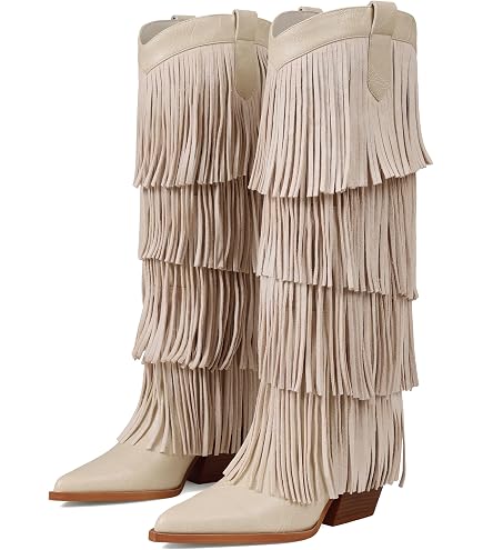 Amazon.com | Elbslutt Women's Faux Suede Fringe Boots Wedge Knee