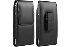 PU Leather Cell Phone Holster Swivel Belt Clip Case Compatible with Galaxy S25+ S25 FE Note 20 A56 A55 A35 A15 iPhone 16 Plus