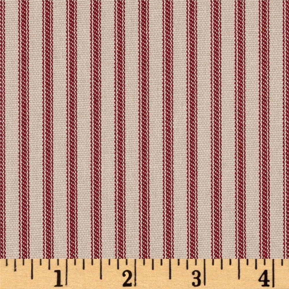 Magnolia Home Fashions Berlin Ticking Stripe, Yard, Red