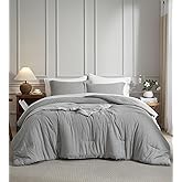 COZYXWORLD 3 Piece Queen Size Comforter Set, Cationic Dyed Heathered Bedding Set, Soft All Season Comforter 104"x90" with 2 Pillow Shams 20"x36", Duvet Insert with 4 Corner Loops, Dark Gray