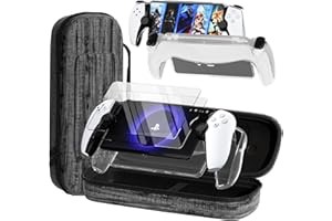 QUAGGY 3-in-1 Accessoris Kit Compatible with Playstation Portal, EVA Carrying Case for PS Portal with Silicone Protective Cover with stand, 2 Pack Screen Protectors, Handbag for PS5 Portal(Clear)