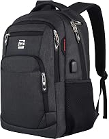KASIBON Laptop Backpack USB Charging Anti-Theft Water Resistant (Black, M)