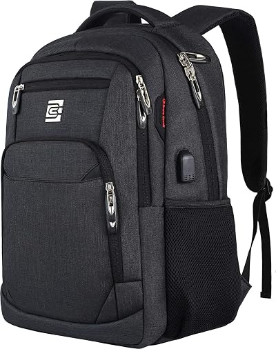 KASIBON Laptop Backpack USB Charging Anti-Theft Water Resistant (Black, M)