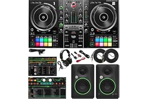 Hercules DJControl Inpulse 500 DJ Controller Bundle with Mackie CR3-X 3.5” Studio Monitors & Tascam TH-02 Headphones – Includes DJUCED & Serato DJ Lite Software