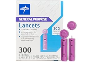 Medline General Purpose Lancets, 30G, Sterile Single Use Lancets for Diabetes Testing, Safety Lancets for Blood Sampling, Fingerstick Diabetic Lancets, 300 Count