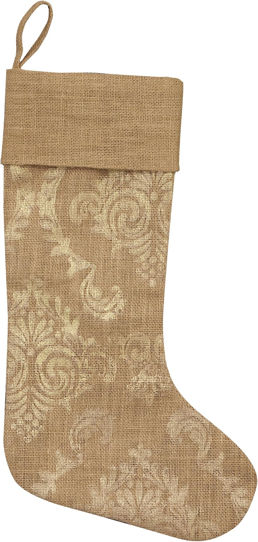 Heritage Lace Burlap Damask Stocking, 8 by 18-Inch, Gold