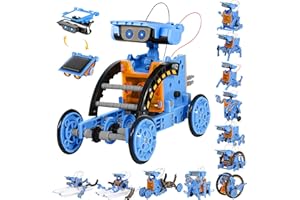 Sillbird STEM 12in1 Solar Robot Toys for Ages 8-13, Solar and Cell Powered Dual Drive Motor DIY Building Science Educational Kit, Gift for Kids 8 9 10 11 12 13 Years Old