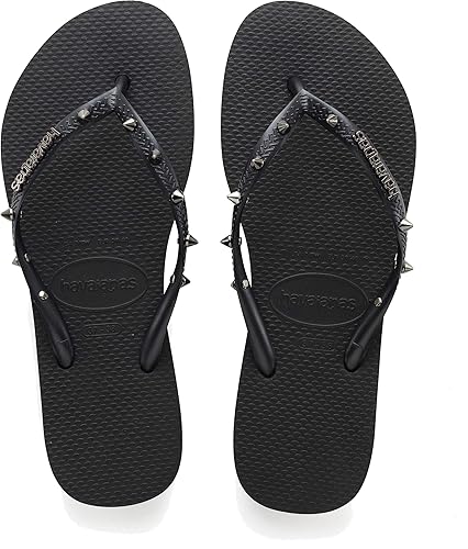 havaianas silver slim flip flops