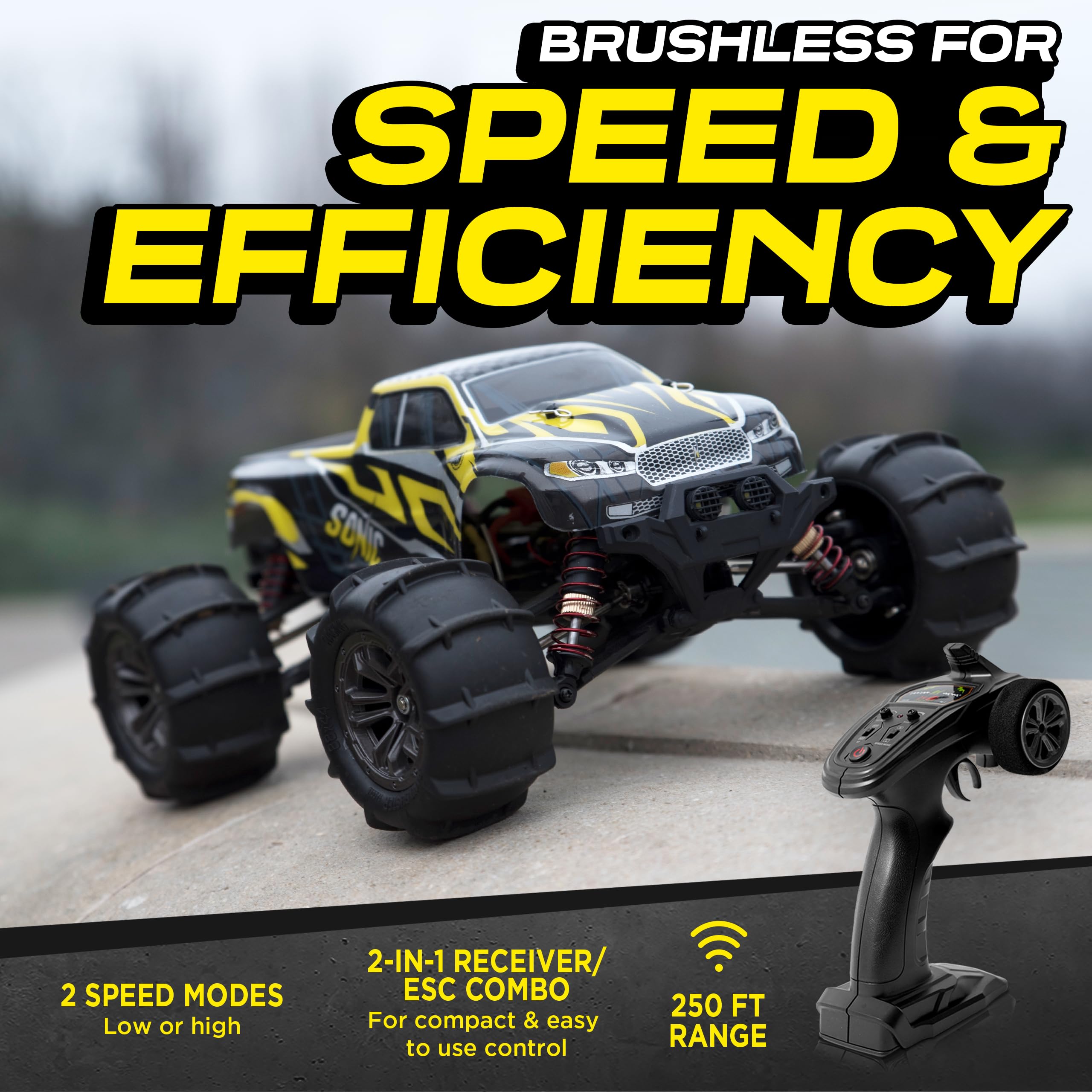 LAEGENDARY Remote Control Car, Hobby Grade RC Car 1:16 Scale Brushless Motor With Two Batteries, 4x4 Off-Road Waterproof RC Truck for Adults, Gifts for Kid