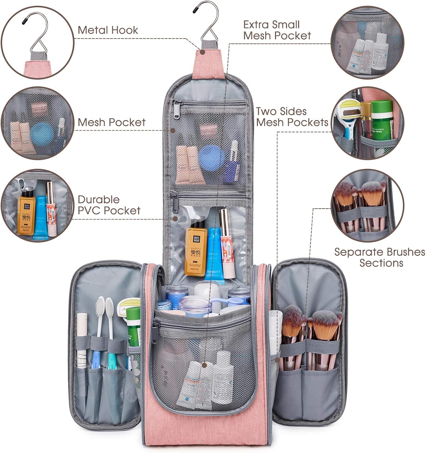 Narwey Travel Hanging Toiletry Wash Bag - Image 3