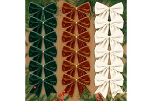 MOUNTCLI 24 Pcs Christmas Velvet Bows, Vintage 6 Inch Xmas Velvet Ribbon Bow for Christmas Tree Wreath Gift Decorations