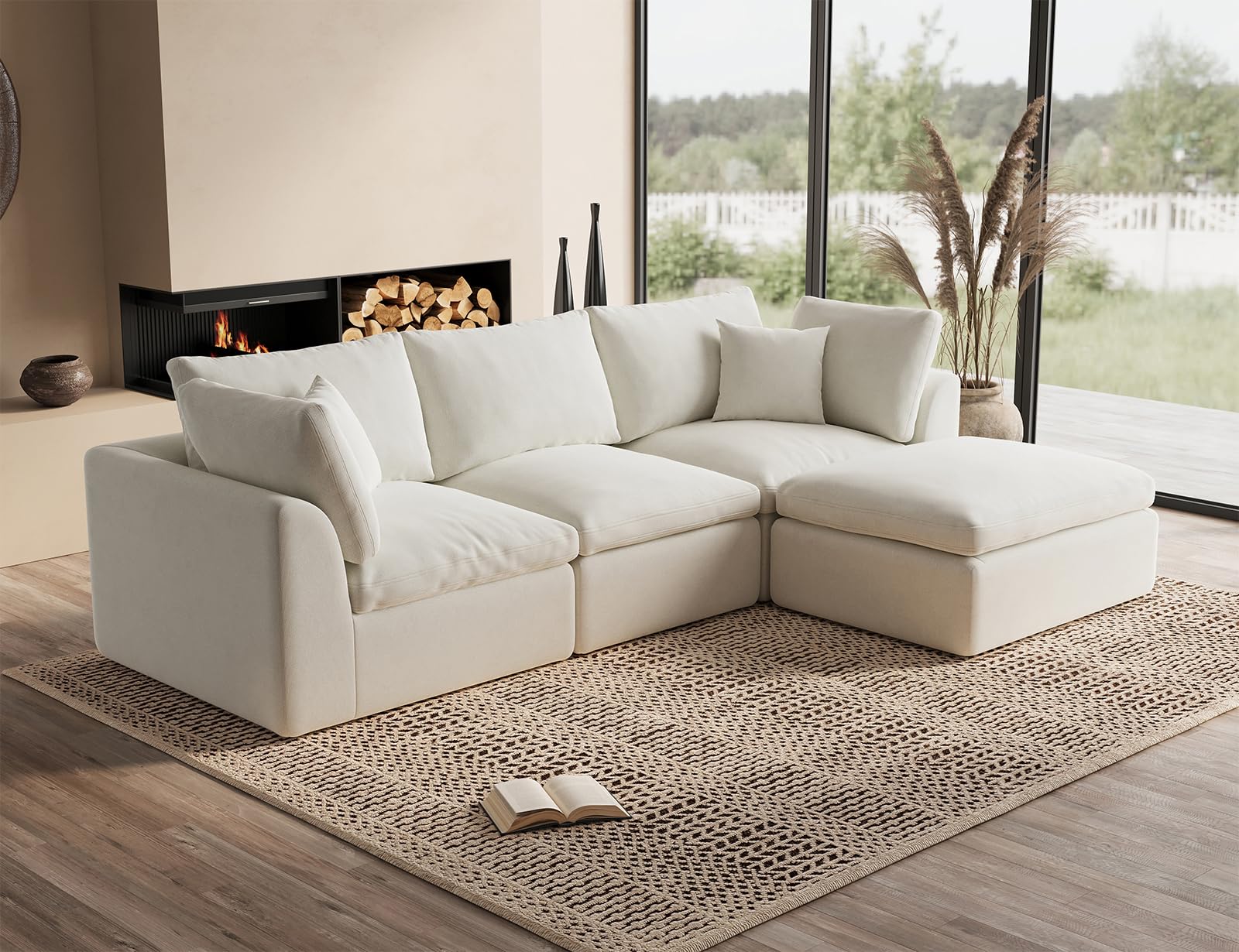 ohllob 110" Cloud Sectional Couches for Living