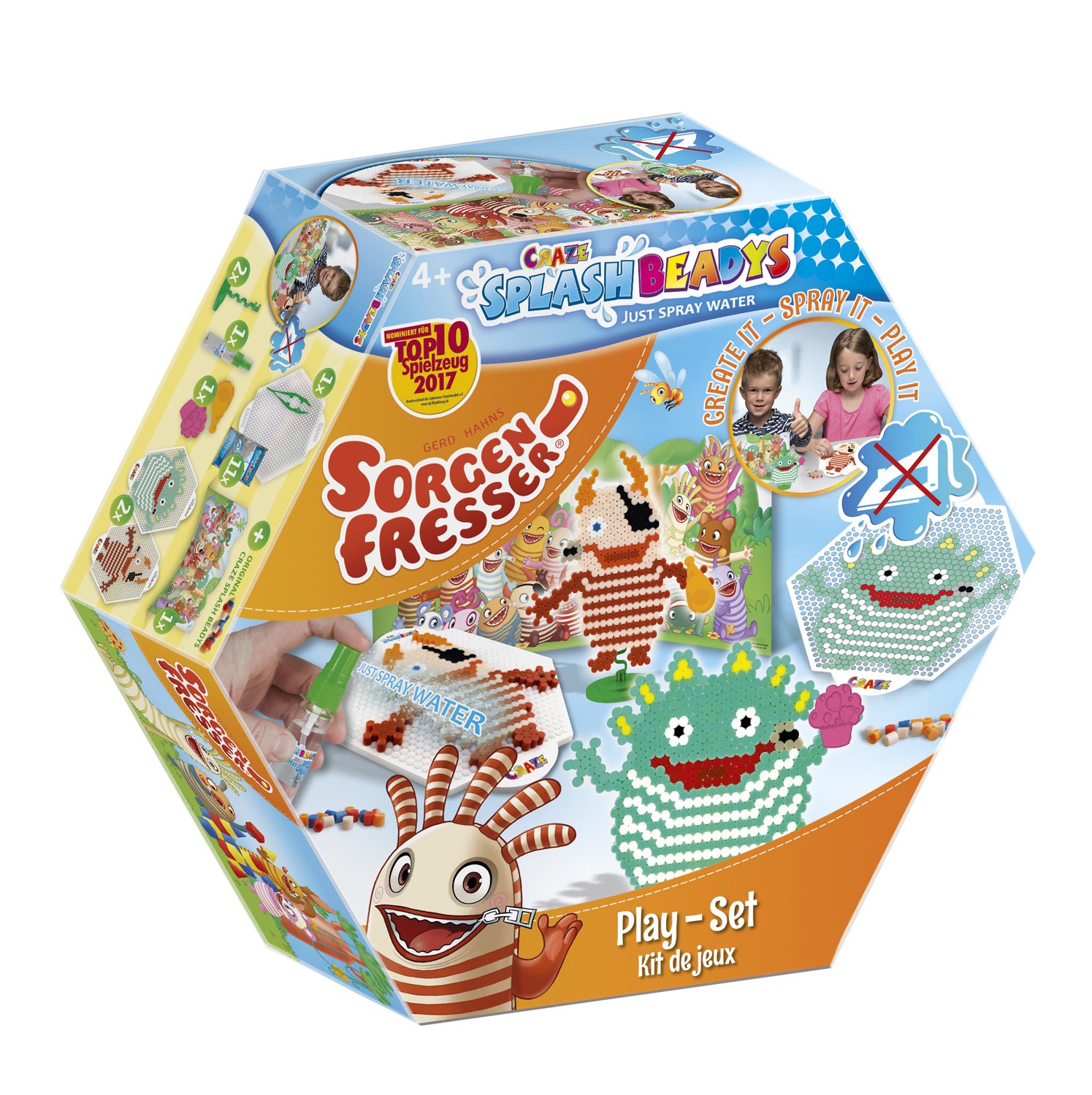 CRAZE Splash Beadys Worry Eaters Play Set Toy Water Fuse Craft Beads to Stick 56890