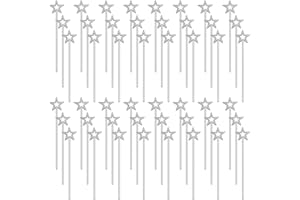 ZCYSRLQIN 48 Pcs 13 Inch Star Wand Baton Angel Wands Angel Fairy Wand Plating Wand Sticks for Princess Birthday Party Wedding Halloween Christmas Costume Cosplay Dress up Accessories (Silver)