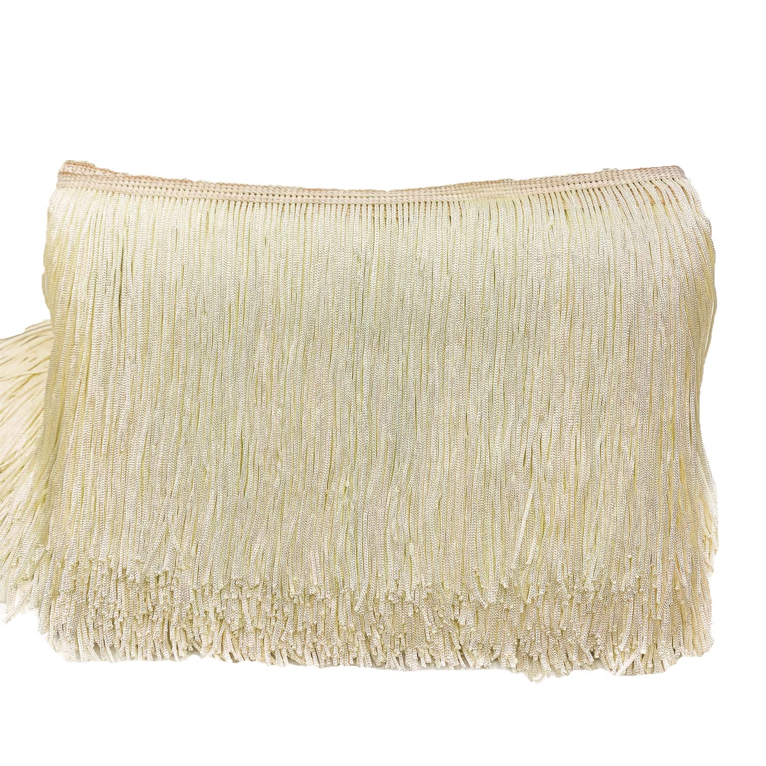 10 cm x 5 m fringe border, fringe tape, decorative ribbon, dance fringe, cut fringe, silk tassel, fringe ribbons for sewing, DIY crafts, clothing, lingerie, costumes, curtains, decoration, beige