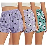 YIJIU 3 Pack Women Pajama Shorts Comfy Lounge Bottoms Soft Elastic Waist Cute Print Pj Shorts