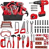 HYRENEE Kids Tool Set – 48 Piece Toddler Tool Set with Electronic Toy Drill& Tool Box,Pretend Play Toys for Kids,Construction Kits Toys for Kids Ages 3 4 5 Years Old, Toddler Boy