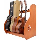 Nefelibata Multi-Purpose Guitar Stands 5 Wooden Guitar Rack Floor Stand for Guitars and Cases, Electric Guitars, Acoustic Guitars, Bass Guitars, Cellos - German Ash-Brown