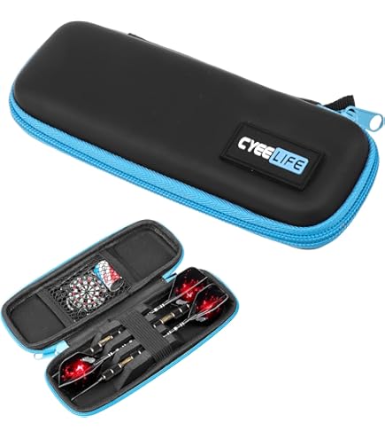 Étui Fléchettes EVA - 12 Fléchettes + Accessoires - Poche Filet Zippée - Pour Steel Tip Et Soft Tip