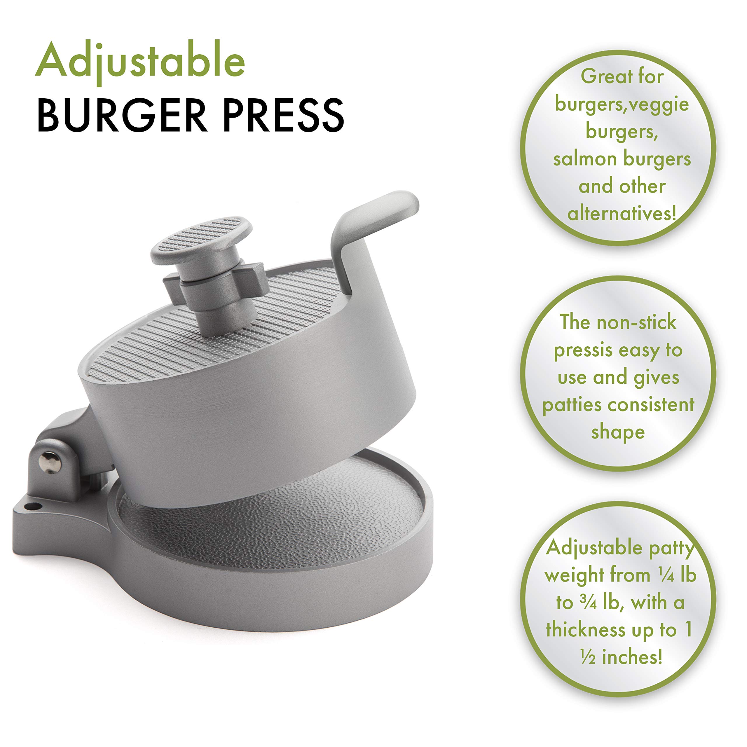 Cuisinart CABP-300 Adjustable Burger Press, Makes 1/4lb to 3/4lb Patties