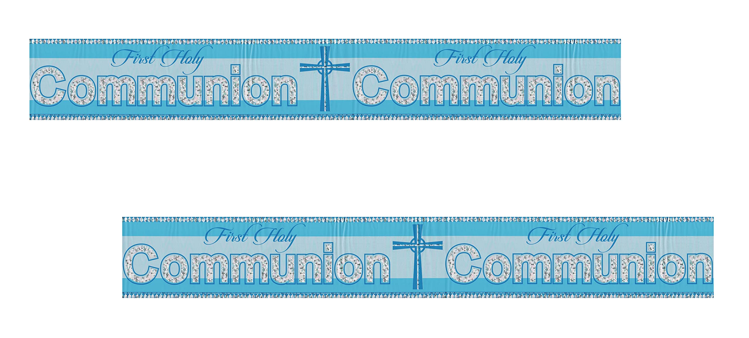 Party Angels 2 PACKS of Communion Blue Boy Banner / First Holy Communion Blue Male Party Banner Decorations