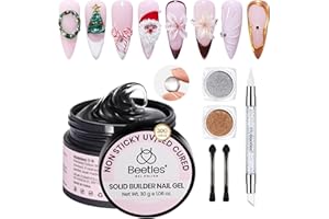 BEETLES GEL POLISH Beetles 3D Gel Nail Art Kit-Crystal Orb 3D Nail Art Clear 1 oz 5 in 1 Non-Sticky Hand Sculpting Building for Beginner DIY Salon at Home,Clear Solid Builder Nail Gel, UV & LED Lamp Cured Needed