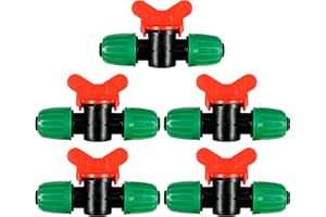 FULAIERGD 5 Pcs 1/2 Inch Drip Irrigation Switch Valve 1/2" Drip Irrigation Shut Off Valve Drip Irrigation Fittings Irrigation Valve for Drip System for Garden Water Flow Control
