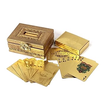 JEWEL FUEL 24 Karat Gold Playing Cards with Exclusive Wooden Box